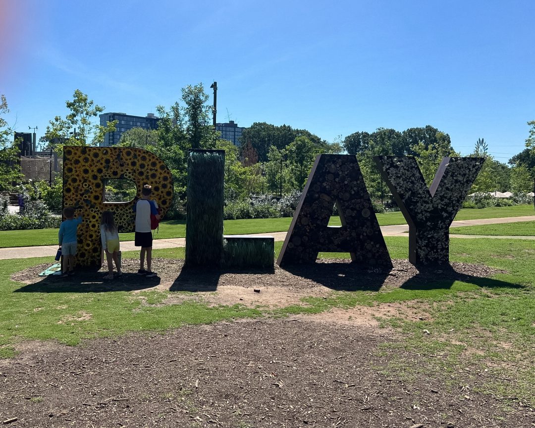 playground in dix park with big letters PLAY raleigh NC